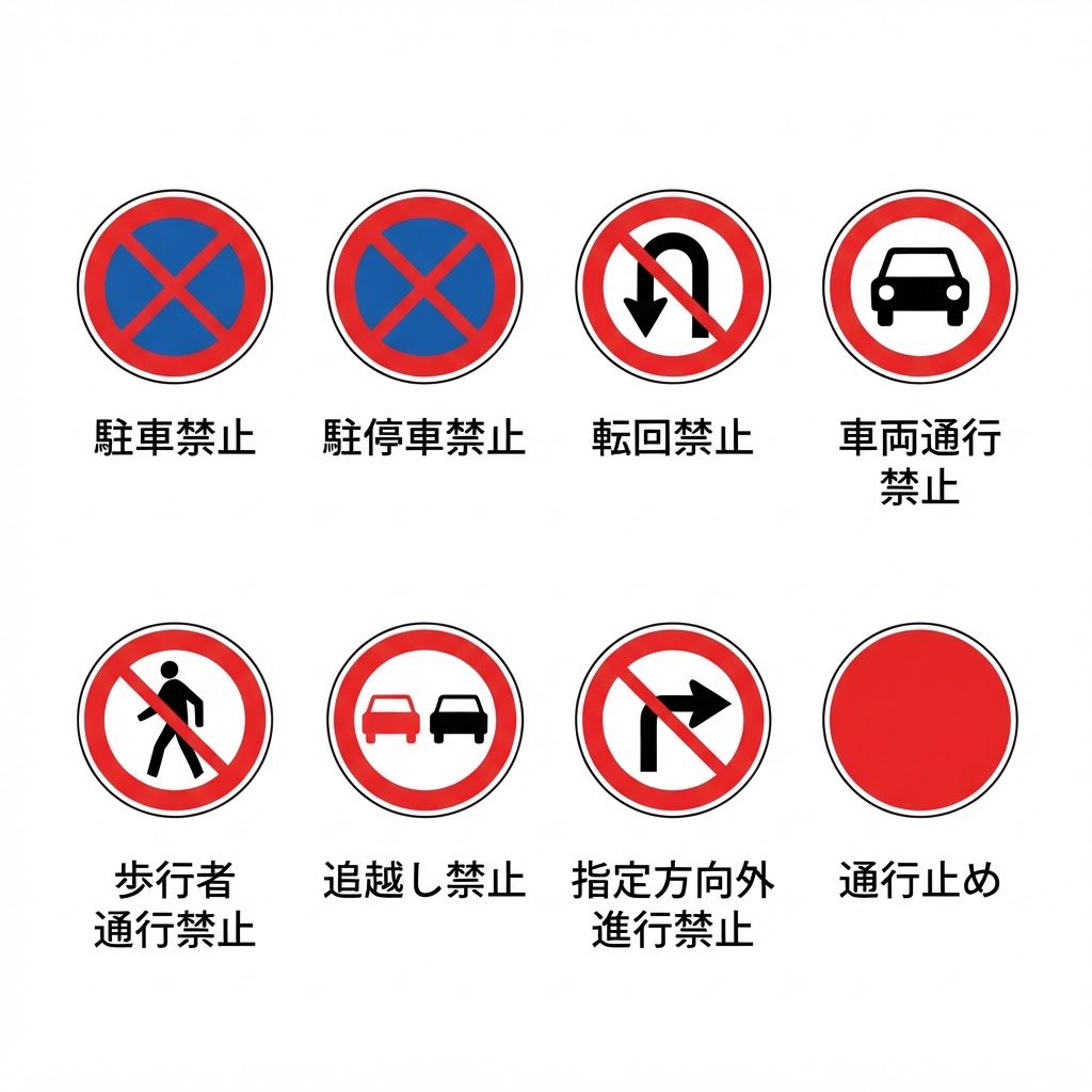 Japanese regulatory road signs - prohibition signs